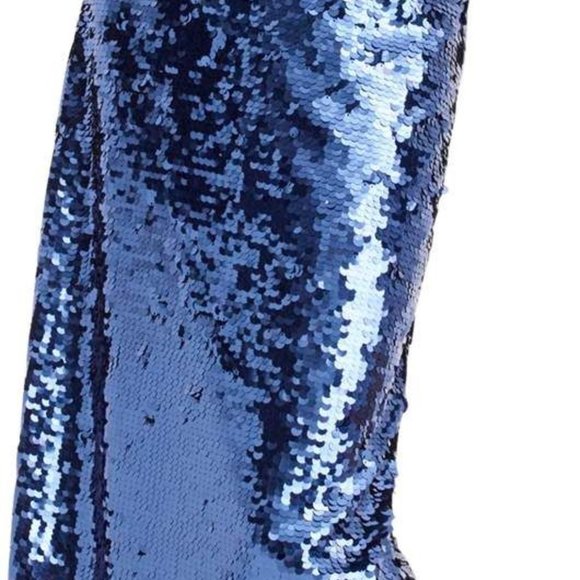 💙 NWT J Crew Collection Sequin Midi Skirt with Tie Belt Royal Navy Blue💙 - Picture 4 of 9